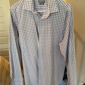 Kenneth Cole Reaction Men's Blue and White Checkered Shirt
